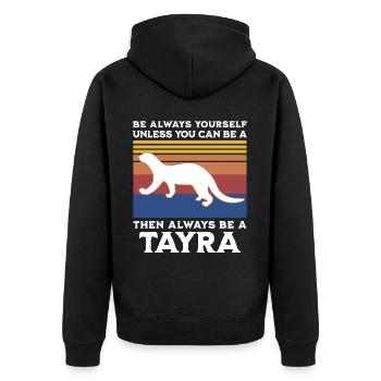 Marder Spruch - Unisex Premium Bio Zip Hoodie - Schwarz - Hinten - Nico (187cm)