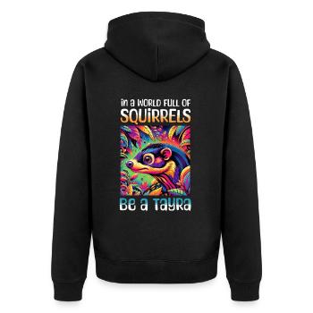 Lustige Marder Sprüche - Unisex Premium Bio Zip Hoodie - Schwarz - Hinten - Nico (187cm)