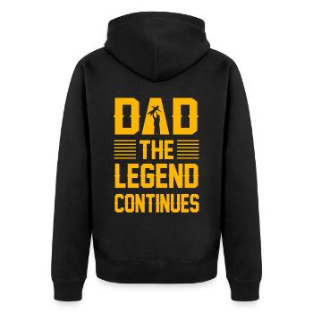 Dad the Legend continues - Unisex Premium Organic Zip Hoodie - black - Back - Nico (187cm)