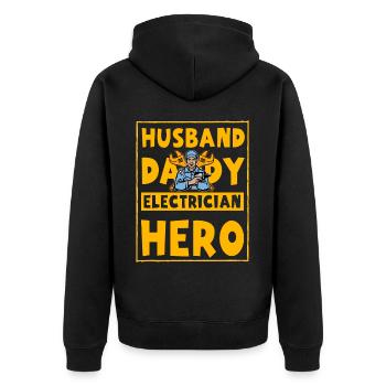 Mari Papa Électricien Héros - Veste à capuche bio Premium Unisexe - noir - Dos - Nico (187cm)