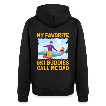 Meine Lieblings-Skifreunde nennen mich Papa - Unisex Premium Bio Zip Hoodie - Schwarz - Hinten - Nico (187cm)