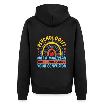 School Psych Not A Magician But Psychology Teacher - Unisex Premium Organic Zip Hoodie - black - Back - Nico (187cm)