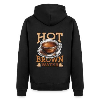 Hot Tea Hot Brown Water Tea Party Coffee Lover - Unisex Premium Organic Zip Hoodie - black - Back - Nico (187cm)