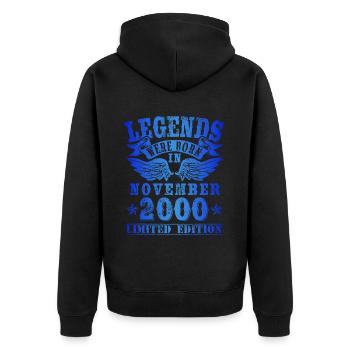 Legends were born in November 2000 Birthday - Unisex Premium Organic Zip Hoodie - black - Back - Nico (187cm)