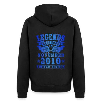Les légendes sont nées en novembre 2010 Anniversaire - Veste à capuche bio Premium Unisexe - noir - Dos - Nico (187cm)