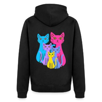 Chat Chats Chaton Famille Enfants Bébé Années 80 - Veste à capuche bio Premium Unisexe - noir - Dos - Nico (187cm)