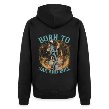 Saxophonist Rock Funny Jazz Music Design - Unisex Premium Organic Zip Hoodie - black - Back - Nico (187cm)