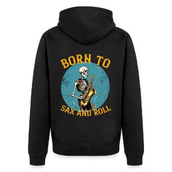 Lustiger Saxophonisten Spruch Jazz Musik - Unisex Premium Bio Zip Hoodie - Schwarz - Hinten - Nico (187cm)