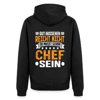 Chef Arbeit Chef Spruch Bester Chef Sprüche - Unisex Premium Bio Zip Hoodie - Schwarz - Hinten - Nico (187cm)