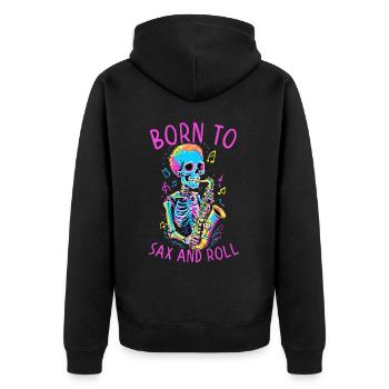 Born to be a Saxophonist Funny Jazz Design - Unisex Premium Organic Zip Hoodie - black - Back - Nico (187cm)