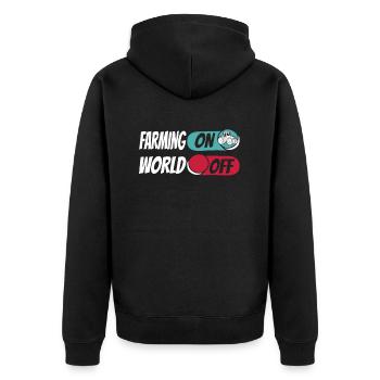 Farmer Farming On World Off - Unisex Premium Organic Zip Hoodie - black - Back - Nico (187cm)