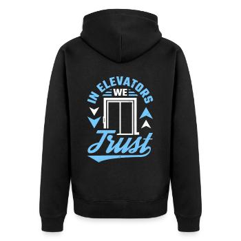 Fahrstuhl Aufzug - Unisex Premium Bio Zip Hoodie - Schwarz - Hinten - Nico (187cm)