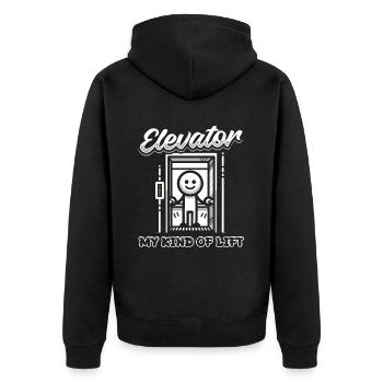 Elevator Elevator - Unisex Premium Organic Zip Hoodie - black - Back - Nico (187cm)
