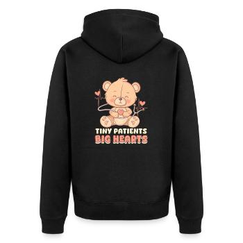 PICU-Krankenschwester Kleine Patienten, große Herzen - Unisex Premium Bio Zip Hoodie - Schwarz - Hinten - Nico (187cm)
