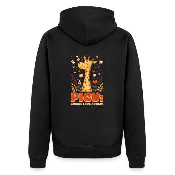 PICU Nurse PICU: Wo die Liebe wächst - Unisex Premium Bio Zip Hoodie - Schwarz - Hinten - Nico (187cm)
