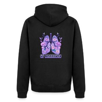 Cystic Fibrosis CF Warriors - Unisex Premium Organic Zip Hoodie - black - Back - Nico (187cm)