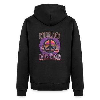 Cystic Fibrosis Courage Over Fear - Unisex Premium Organic Zip Hoodie - black - Back - Nico (187cm)