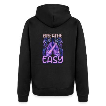 Fibrose kystique Breath Easy - Veste à capuche bio Premium Unisexe - noir - Dos - Nico (187cm)