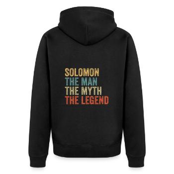 Solomon the man the myth - Unisex Premium Organic Zip Hoodie - black - Back - Nico (187cm)