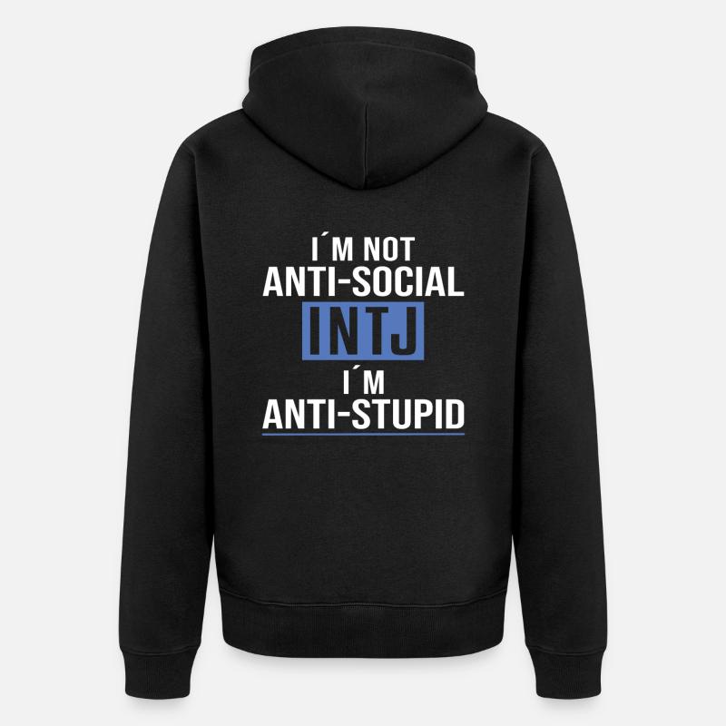 Intj-persönlichkeit: Introvertierte - Unisex Premium Bio Zip Hoodie - Schwarz
