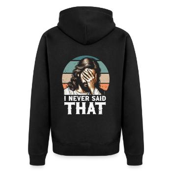 I Saw Jesus Meme Funny Christian - Unisex Premium Organic Zip Hoodie - black - Back - Nico (187cm)