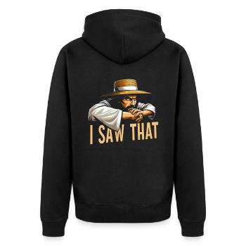 I Saw Jesus Meme Funny Christian - Unisex Premium Organic Zip Hoodie - black - Back - Nico (187cm)
