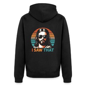 I Saw Jesus Meme Funny Christian - Unisex Premium Organic Zip Hoodie - black - Back - Nico (187cm)
