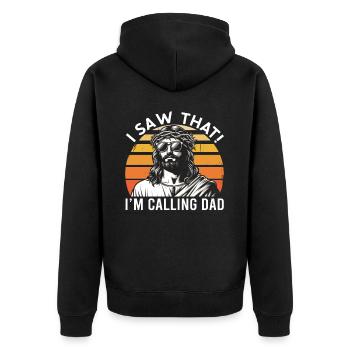 I Saw Jesus Meme Funny Christian - Unisex Premium Organic Zip Hoodie - black - Back - Nico (187cm)
