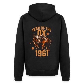 1961 - Jahr des Ochsen - Chinesisches Sternzeichen - Unisex Premium Bio Zip Hoodie - Schwarz - Hinten - Nico (187cm)