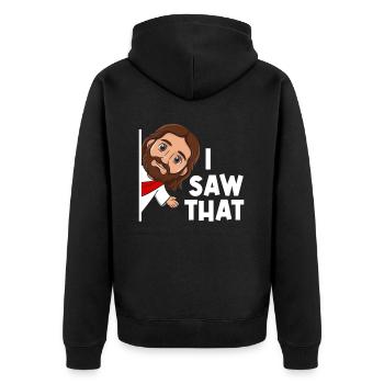 I Saw Jesus Meme Funny Christian - Unisex Premium Organic Zip Hoodie - black - Back - Nico (187cm)