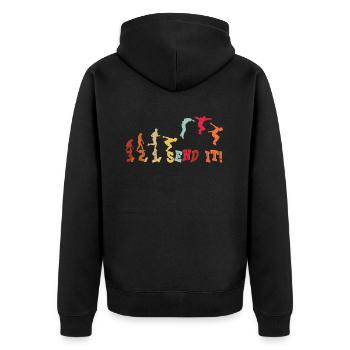 Parkour-send Freerunning Freerunner - Unisex Premium Organic Zip Hoodie - black - Back - Nico (187cm)