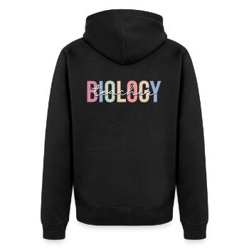 Scientific Biologist - Unisex Premium Organic Zip Hoodie - black - Back - Nico (187cm)