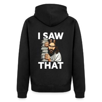 I Saw Jesus Meme Funny Christian - Unisex Premium Organic Zip Hoodie - black - Back - Nico (187cm)