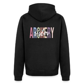 Archer Archery Girl Bow and Paw - Unisex Premium Organic Zip Hoodie - black - Back - Nico (187cm)