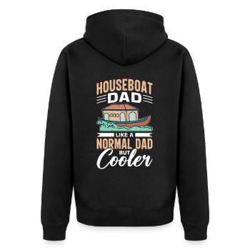Witziger Hausboot Spruch - Unisex Premium Bio Zip Hoodie - Schwarz - Hinten - Nico (187cm)