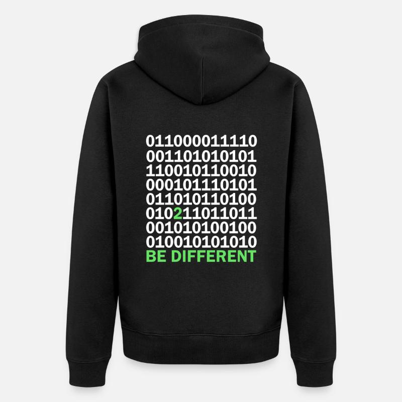 Binary Code Be Different - Unisex Premium Organic Zip Hoodie - black