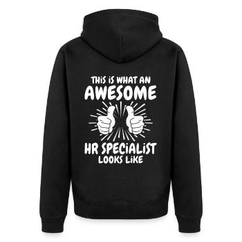 HR Specialist - Unisex Premium Organic Zip Hoodie - black - Back - Nico (187cm)