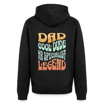 Dad HR Specialist - Unisex Premium Organic Zip Hoodie - black - Back - Nico (187cm)