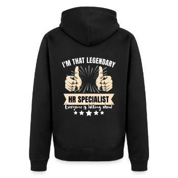 Spécialiste légendaire des ressources humaines - Veste à capuche bio Premium Unisexe - noir - Dos - Nico (187cm)
