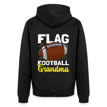 Flag Football Oma Spieler Footballer Geschenk - Unisex Premium Bio Zip Hoodie - Schwarz - Hinten - Nico (187cm)