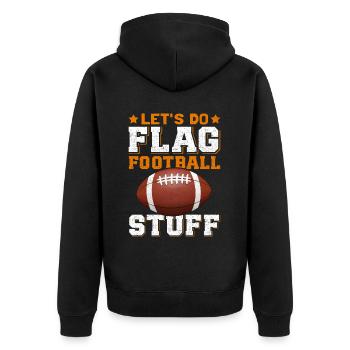 Flag Football Spieler Footballer Geschenk - Unisex Premium Bio Zip Hoodie - Schwarz - Hinten - Nico (187cm)