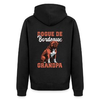 Dogue de Bordeaux Grand-père Bordeaux Mastiff Chien Cadeau - Veste à capuche bio Premium Unisexe - noir - Dos - Nico (187cm)
