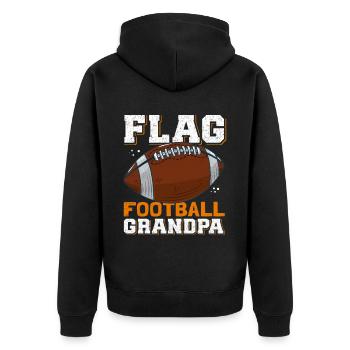 Flag Football Opa Spieler Footballer Geschenk - Unisex Premium Bio Zip Hoodie - Schwarz - Hinten - Nico (187cm)