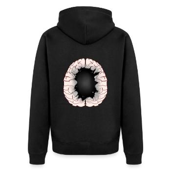 Brain Idiot Idiot Brain Brains Intelligence - Unisex Premium Organic Zip Hoodie - black - Back - Nico (187cm)