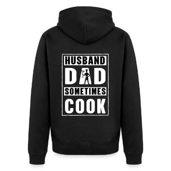 Ehemann Papa manchmal Koch - Unisex Premium Bio Zip Hoodie - Schwarz - Hinten - Nico (187cm)