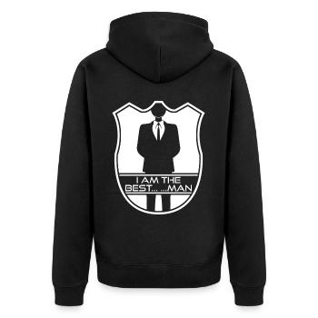 Best Man Groomsmen Bride Groom - Unisex Premium Bio Zip Hoodie - Schwarz - Hinten - Nico (187cm)