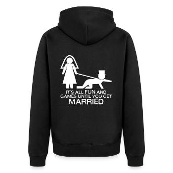 Bride Groom Best Man Wedding Groomsmen - Unisex Premium Bio Zip Hoodie - Schwarz - Hinten - Nico (187cm)