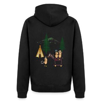 Peanut Peanuts Wild West Rider Teepee Nature - Unisex Premium Organic Zip Hoodie - black - Back - Nico (187cm)