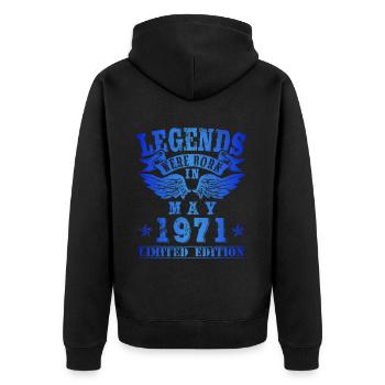 Legends were born in Mai 1971 Geburtstag - Unisex Premium Bio Zip Hoodie - Schwarz - Hinten - Nico (187cm)
