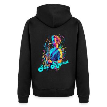 Saxophone Drôle Design Jazz Amateur de musique - Veste à capuche bio Premium Unisexe - noir - Dos - Nico (187cm)
